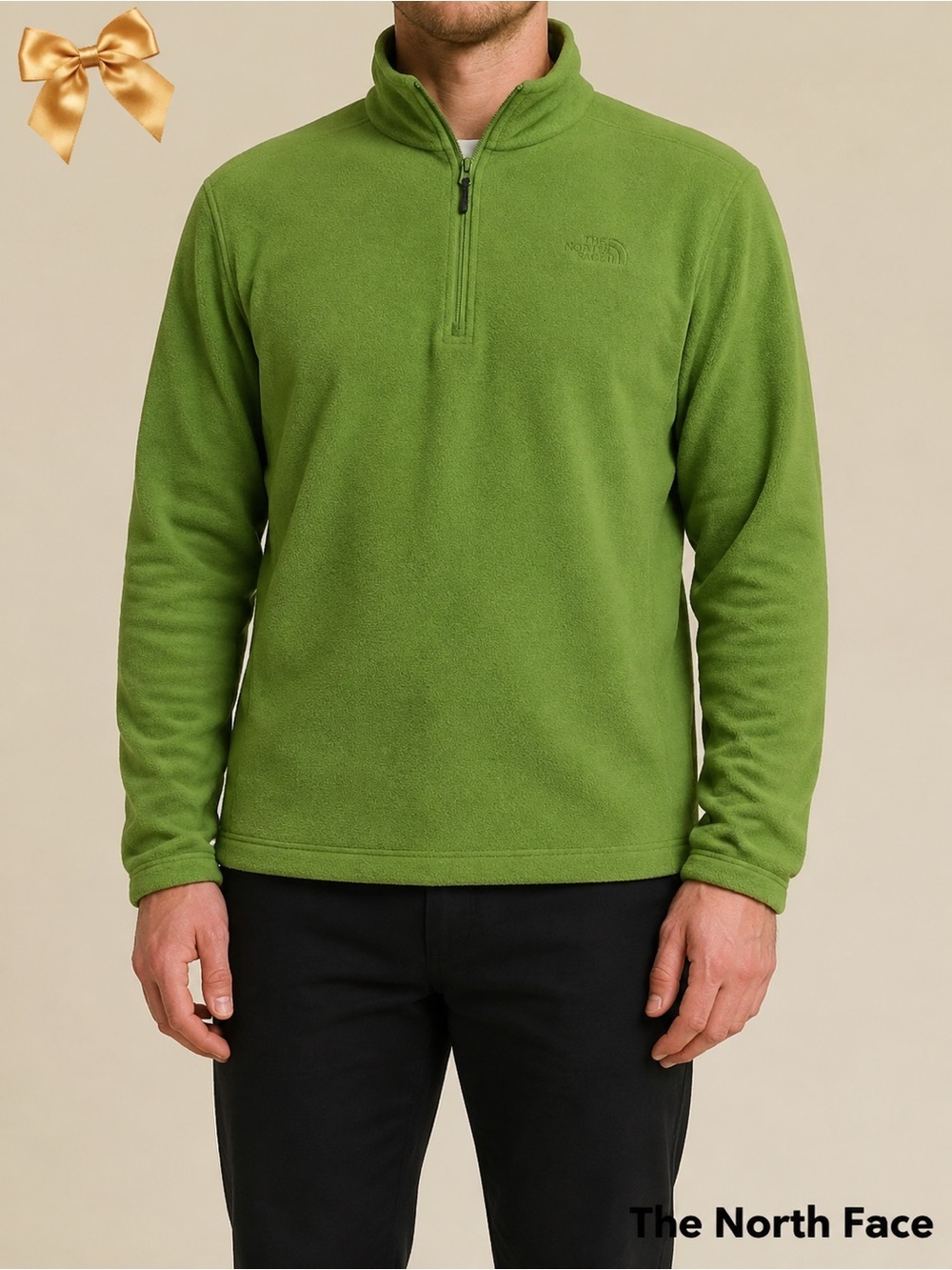 The North Face Men’s Green Quarter-Zip Microfleece Pullover Large
